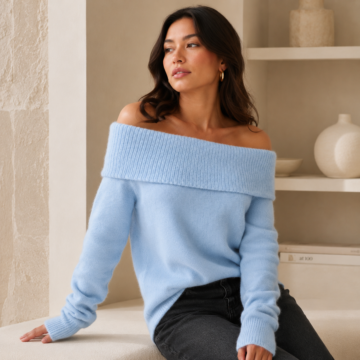 Women’s Off-Shoulder Knitted Jumper