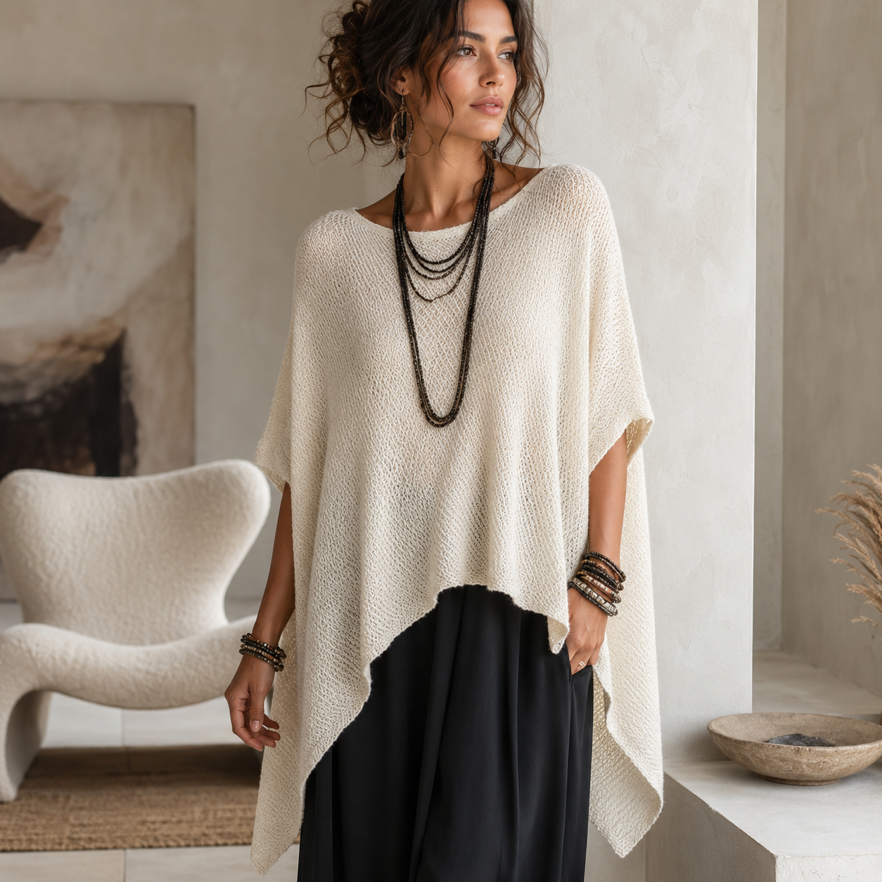 Women’s Oversized Asymmetric Poncho Top