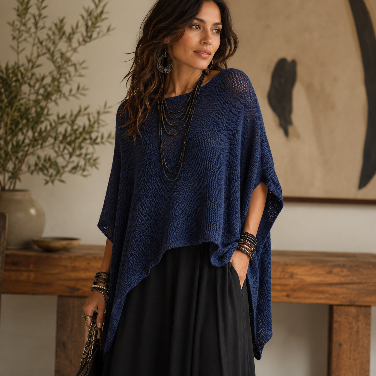 Women’s Oversized Asymmetric Poncho Top