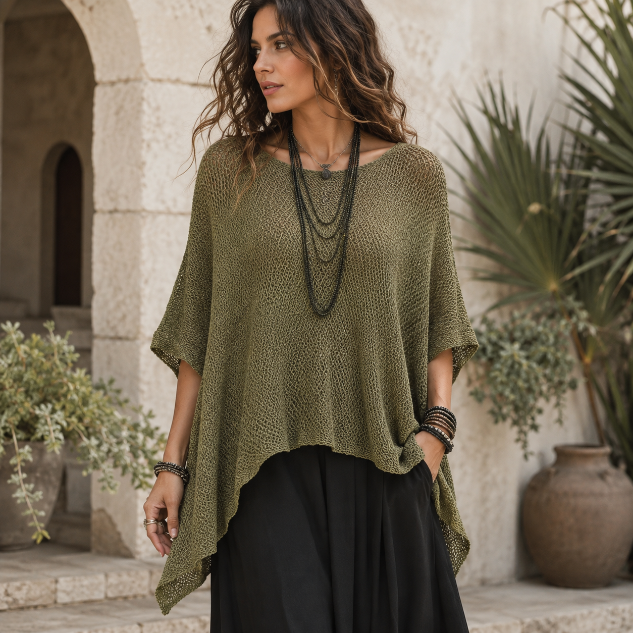 Women’s Oversized Asymmetric Poncho Top