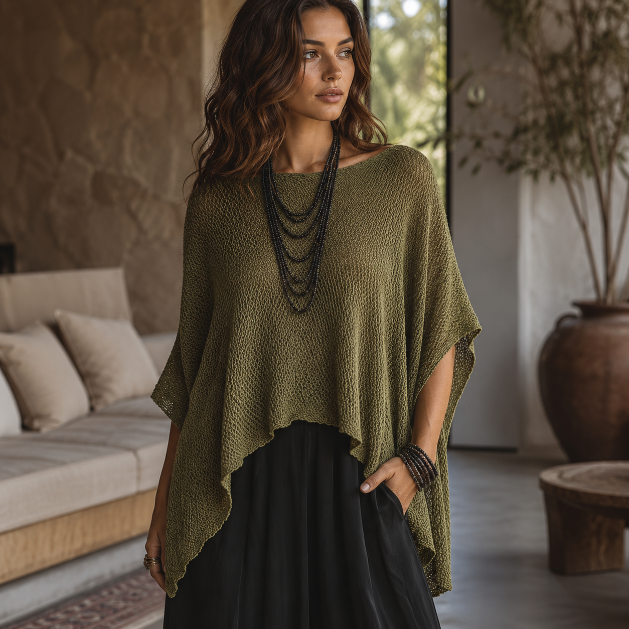 Women’s Oversized Asymmetric Poncho Top