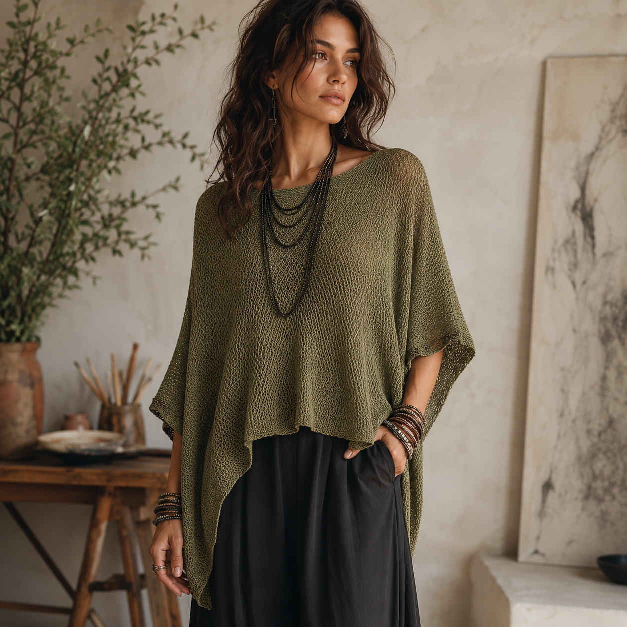 Women’s Oversized Asymmetric Poncho Top