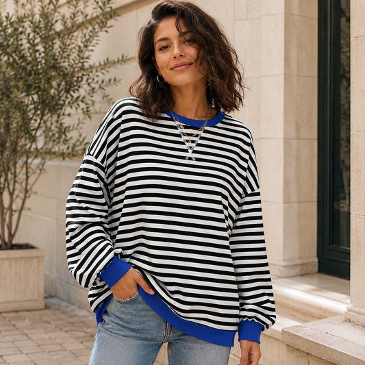 Women's Oversized Striped Sweatshirt