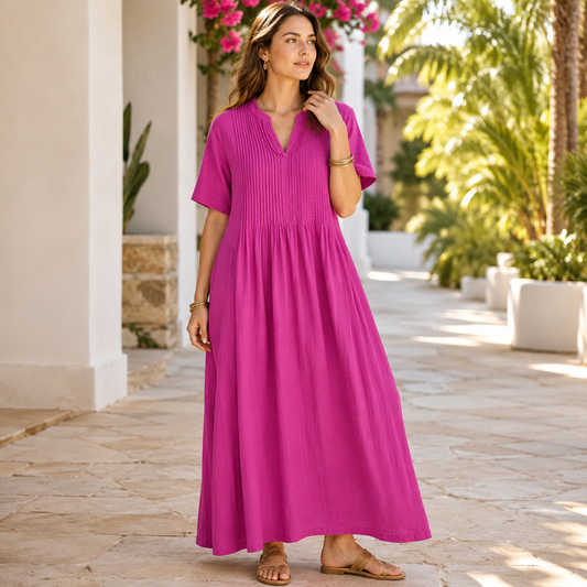Refined Pleated Midi Dress