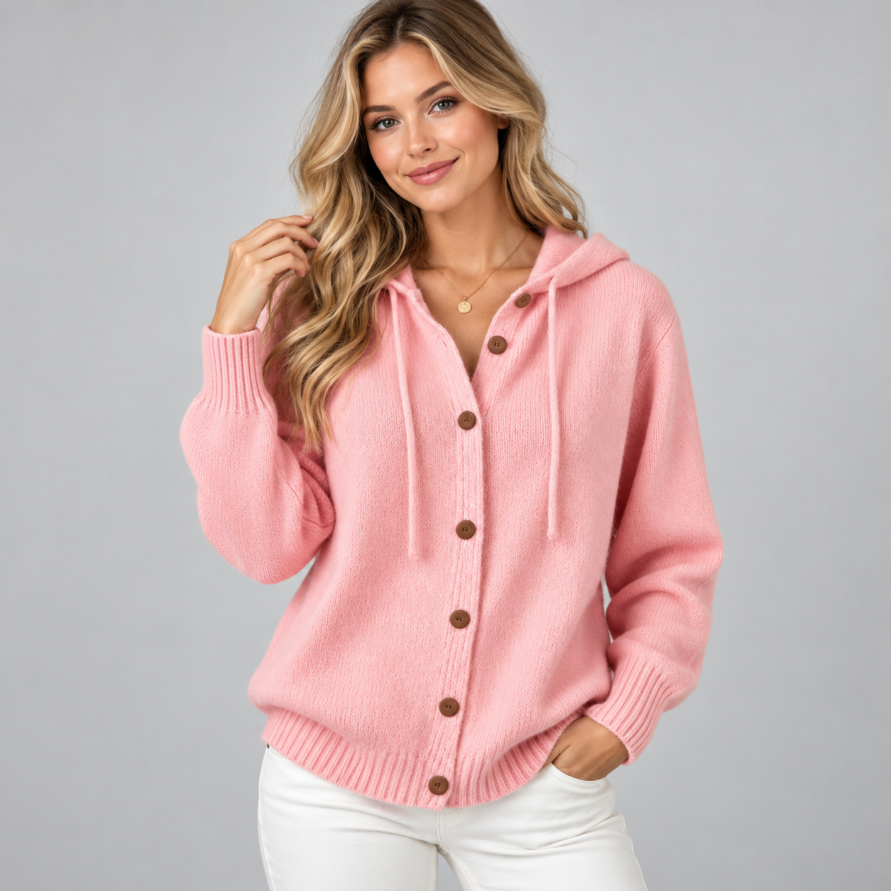 Women’s Cosy Hooded Button-Up Cardigan