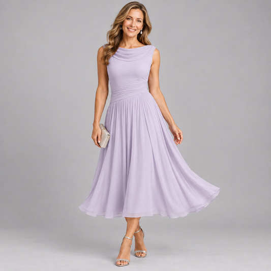 Women's Elegant Pleated Midi Dress