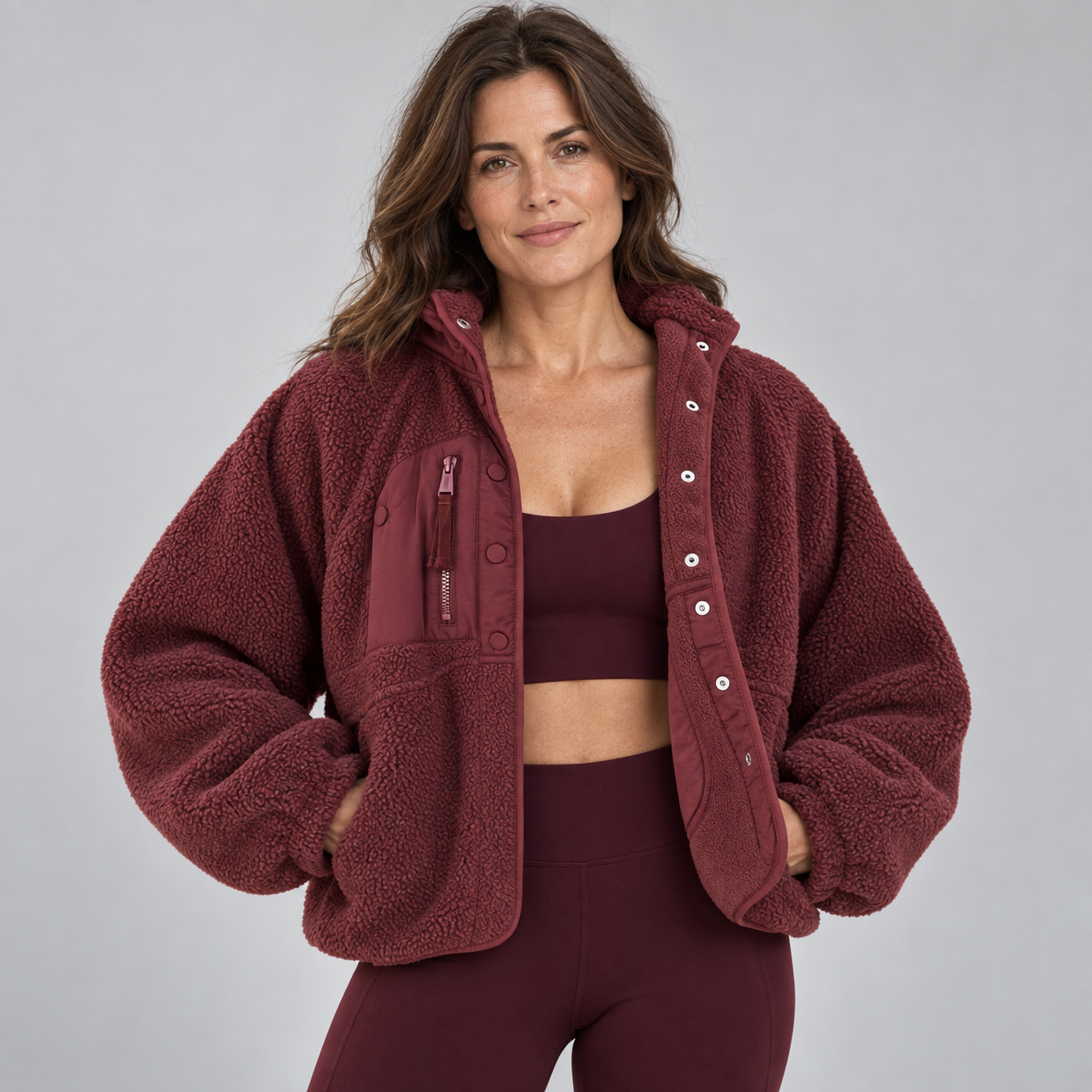 Women's Fleece Teddy Jacket with Buttons