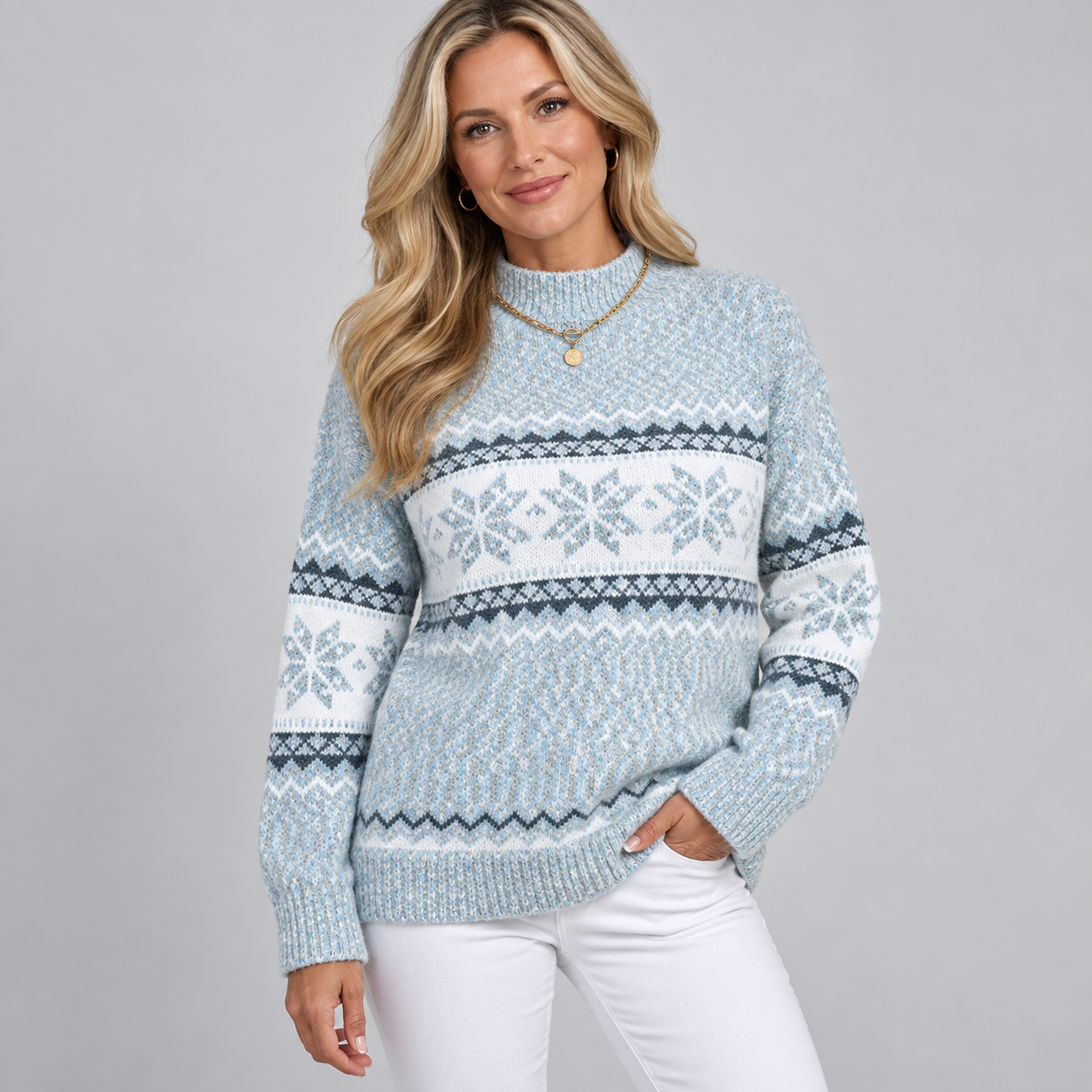 Women’s Snowflake High-Neck Jumper