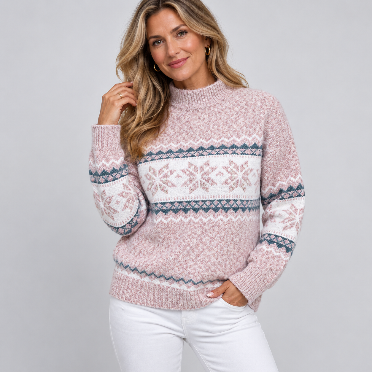 Women’s Snowflake High-Neck Jumper