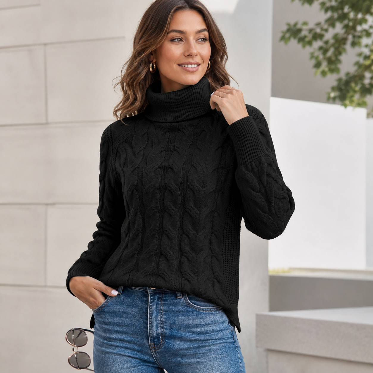 Women's Long Sleeve High Neck Jumper