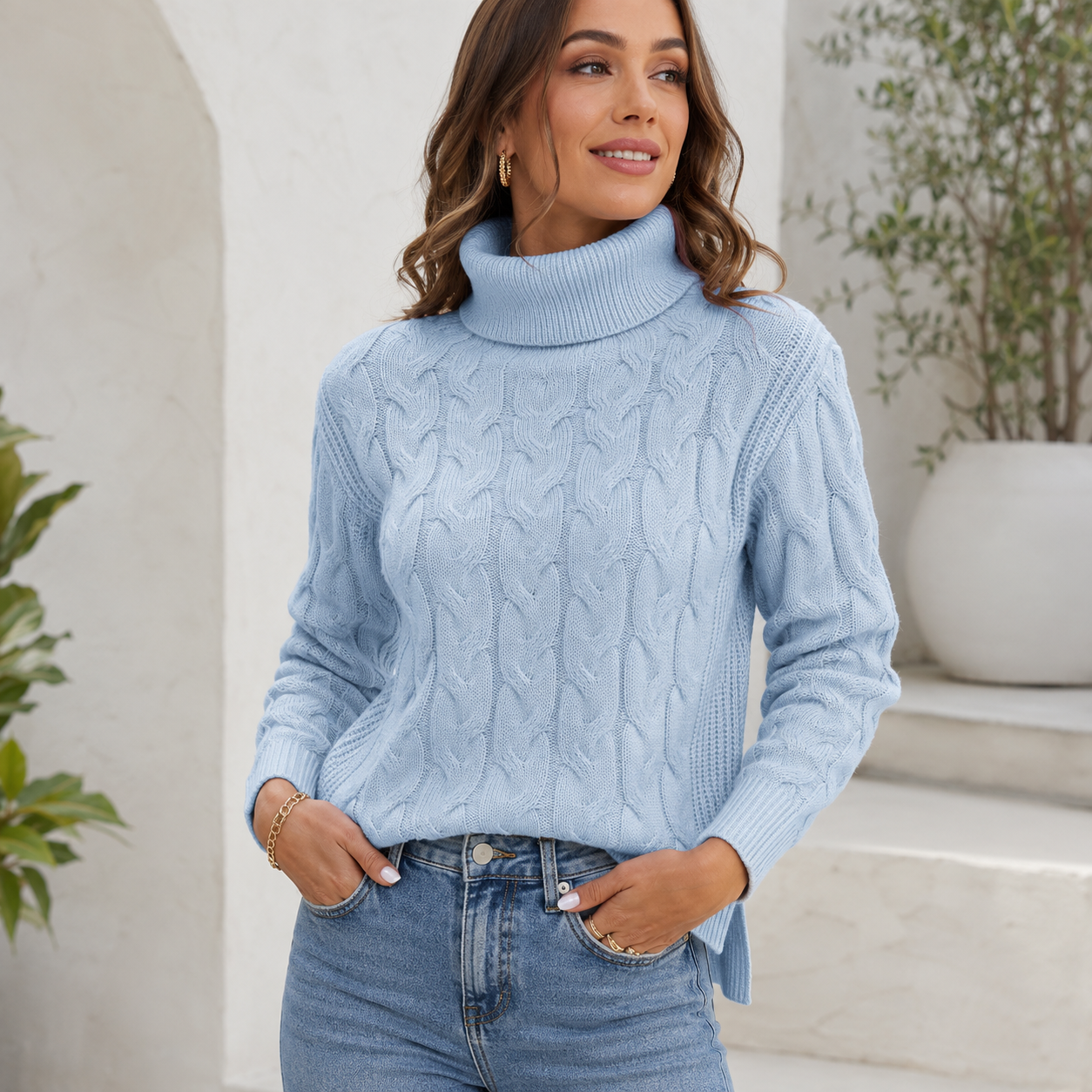 Women's Long Sleeve High Neck Jumper