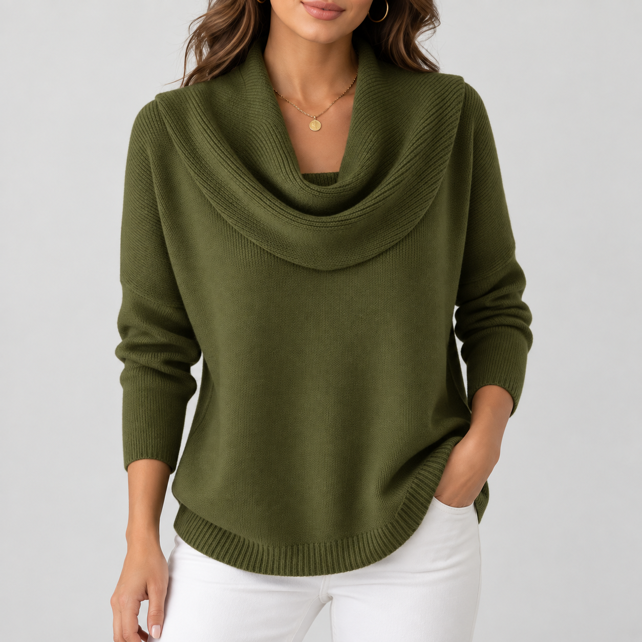Women’s Long-Sleeve Cowl-Neck Knitted Jumper