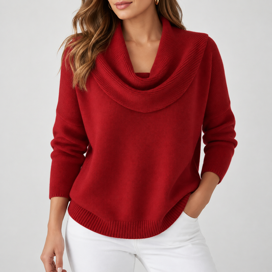 Women’s Long-Sleeve Cowl-Neck Knitted Jumper